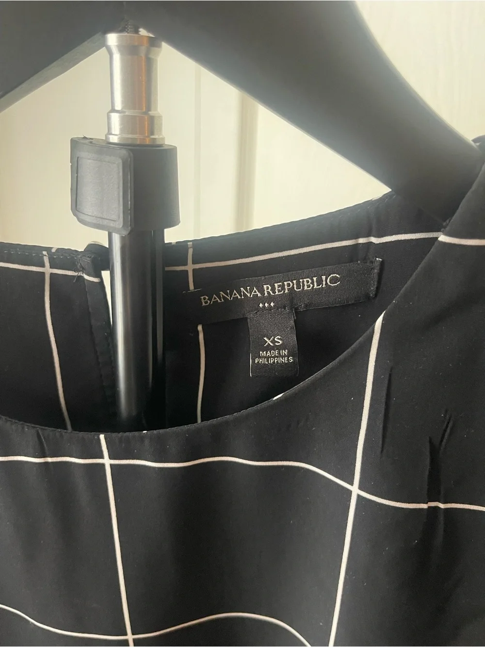 Banana Republic Black & White Windowpane Peplum Blouse